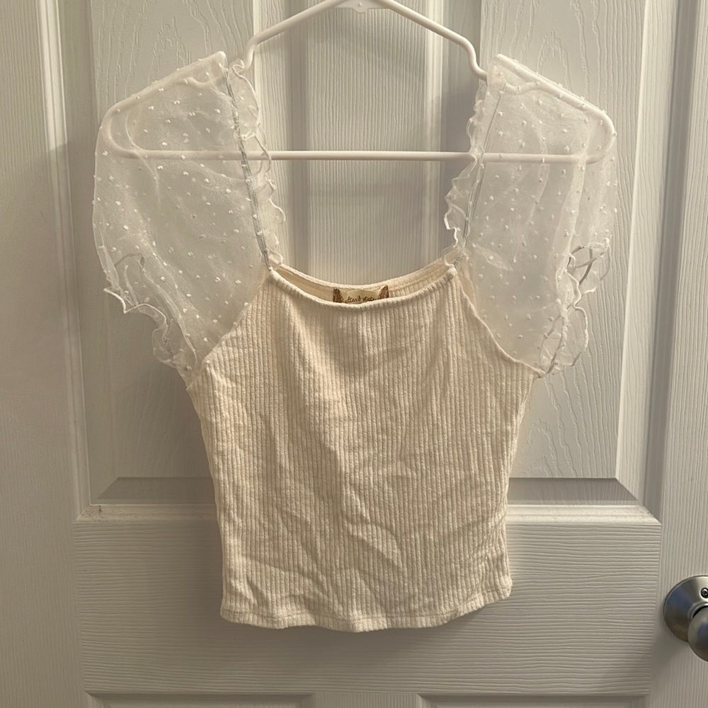 Altard state sheer puff sleeve top